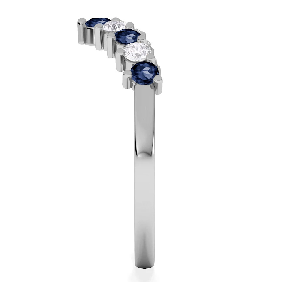 Starlit Sapphire and Lab Diamond Wishbone Ring in 9K White Gold