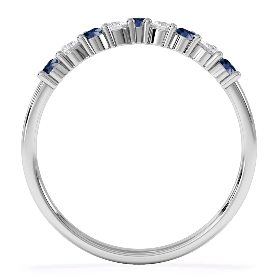 Starlit Sapphire and Lab Diamond Wishbone Ring in 9K White Gold