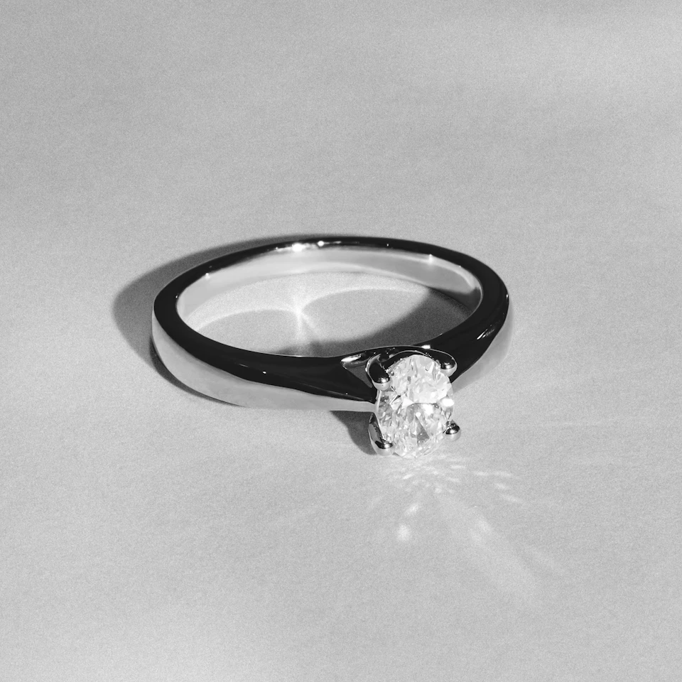 Naomi Oval Cut Lab Diamond Engagement Ring 0.50ct H/SI in 9k White Gold