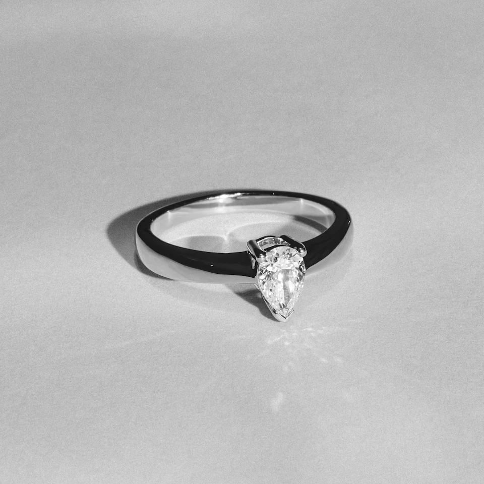 Naomi Pear Cut Lab Diamond Engagement Ring 0.50ct H/SI in 9k White Gold
