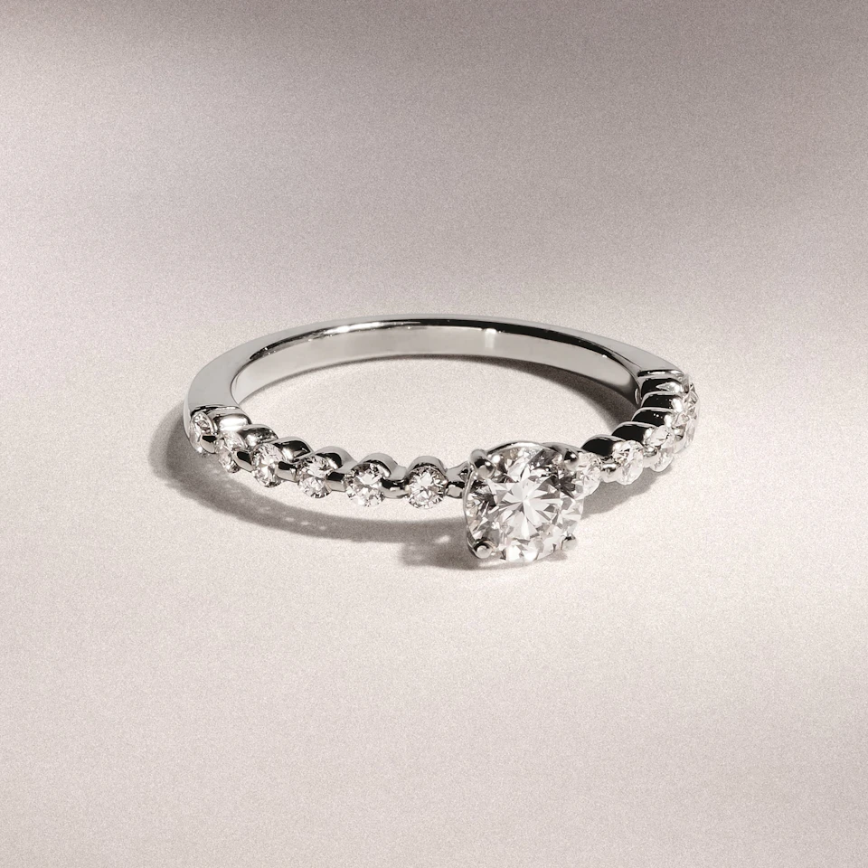 Solstice Round Cut 0.80ct Lab Diamond Engagement Ring F/VS in 9k White Gold