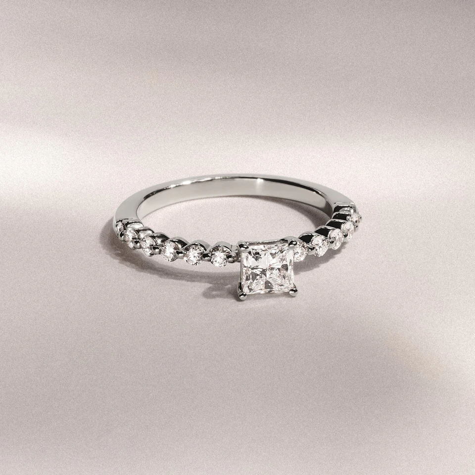 Solstice Princess Cut 0.80ct Lab Diamond Engagement Ring F/VS in 9k White Gold