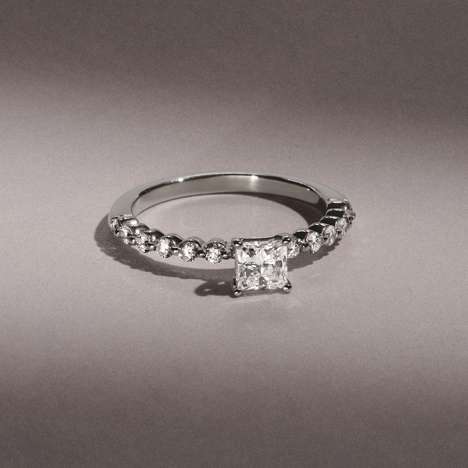 Solstice Princess Cut 0.80ct Lab Diamond Engagement Ring F/VS in 9k White Gold