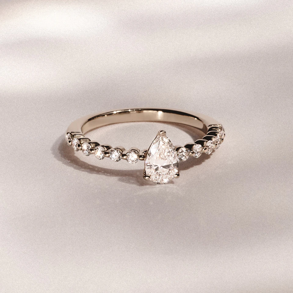 Solstice Pear Cut 0.80ct Lab Diamond Pear Shape Engagement Ring F/VS in 9k Gold