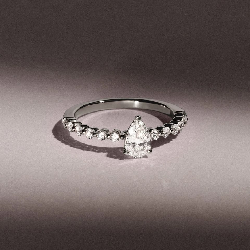 Solstice Pear Cut 0.80ct Lab Diamond Engagement Ring F/VS in 9k White Gold