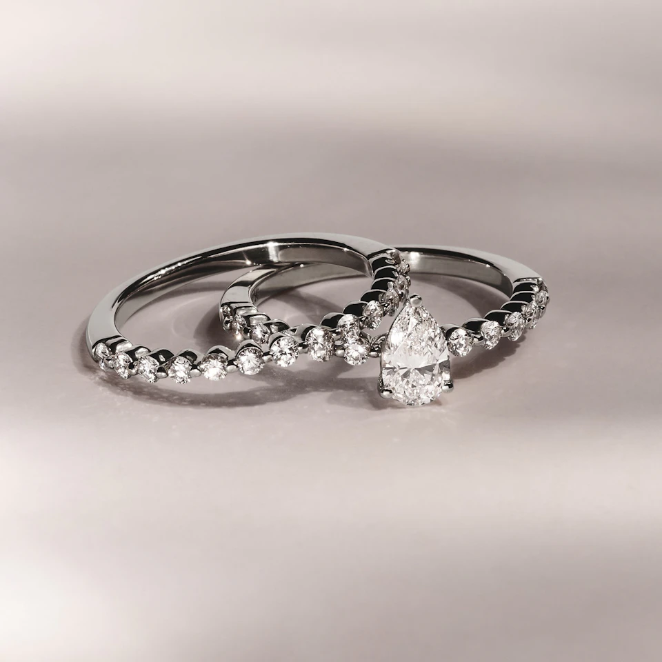 Solstice Pear Cut 0.80ct Lab Diamond Engagement Ring F/VS in 9k White Gold