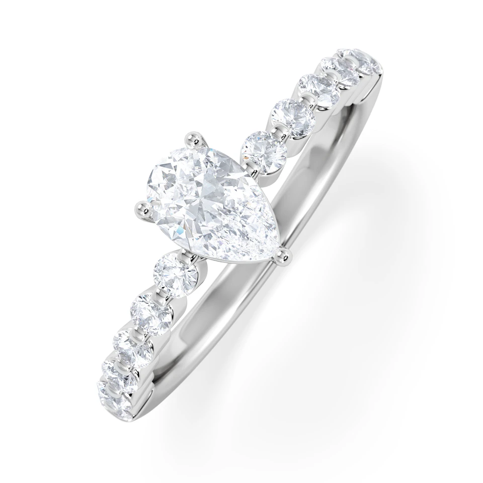 Solstice Pear Cut 0.80ct Lab Diamond Engagement Ring F/VS in 9k White Gold
