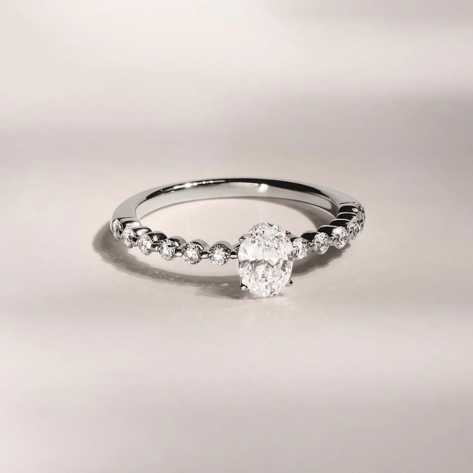 Solstice Oval Cut 0.80ct Lab Diamond Engagement Ring F/VS in 9k White Gold