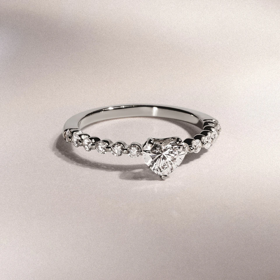 Solstice Heart Cut 0.80ct Lab Diamond Engagement Ring F/VS in 9k White Gold