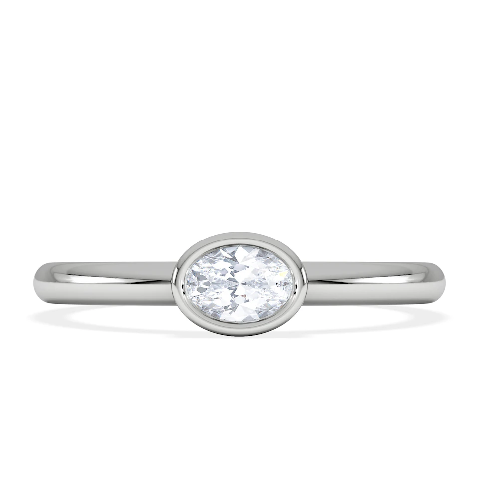 Horizon Oval Cut Lab Diamond Solitaire Ring 0.25ct H/SI in 9K White Gold