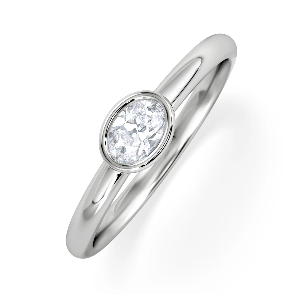 Horizon Oval Cut Lab Diamond Solitaire Ring 0.25ct H/SI in 9K White Gold