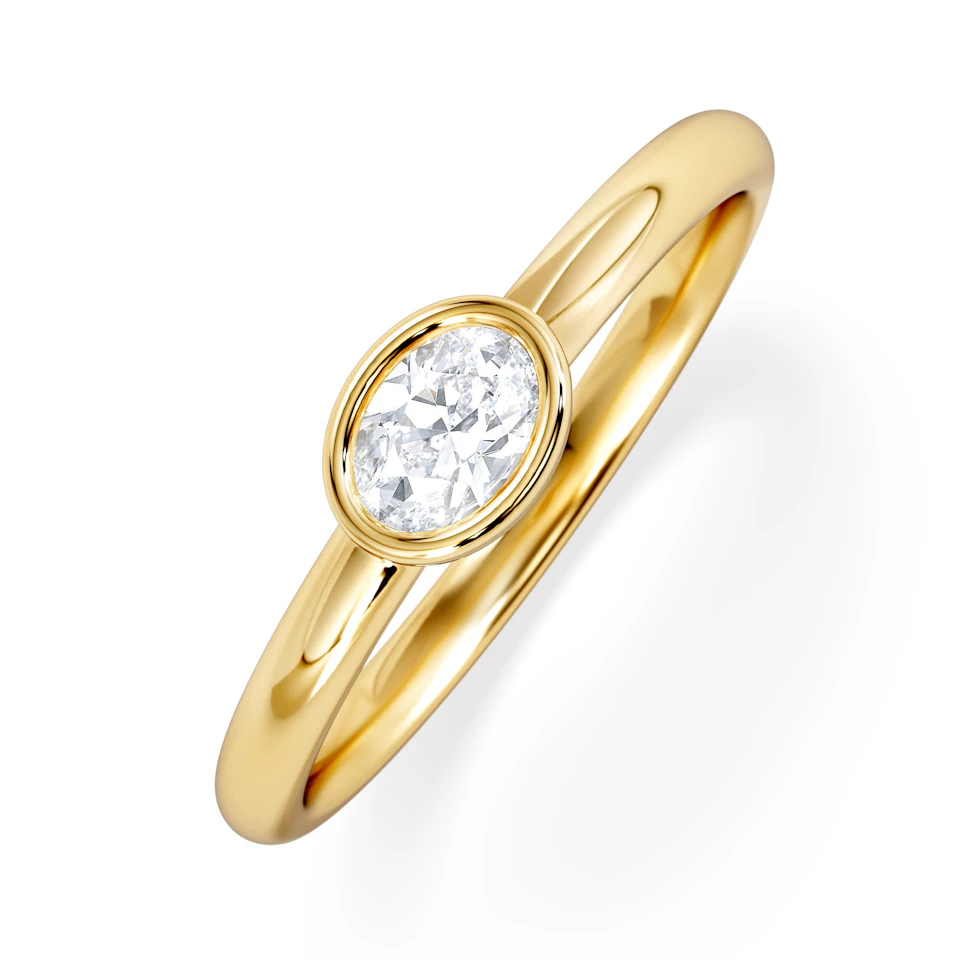 Horizon Oval Cut Lab Diamond Solitaire Ring 0.25ct H/SI in 9K Gold