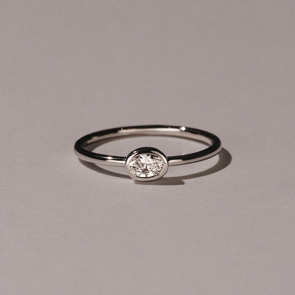 Horizon Oval Cut Lab Diamond Solitaire Ring 0.25ct H/SI in 9K White Gold