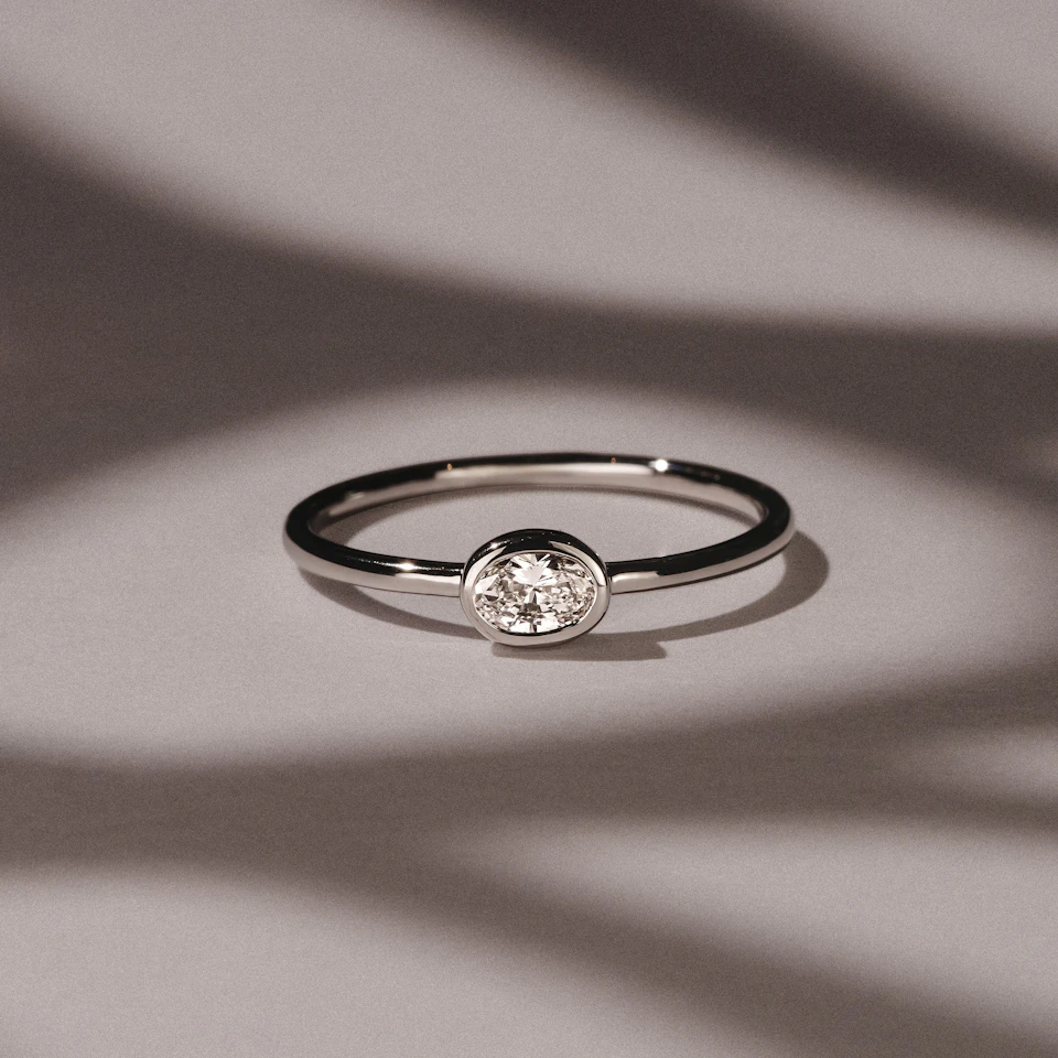 Horizon Oval Cut Lab Diamond Solitaire Ring 0.25ct H/SI in 9K White Gold