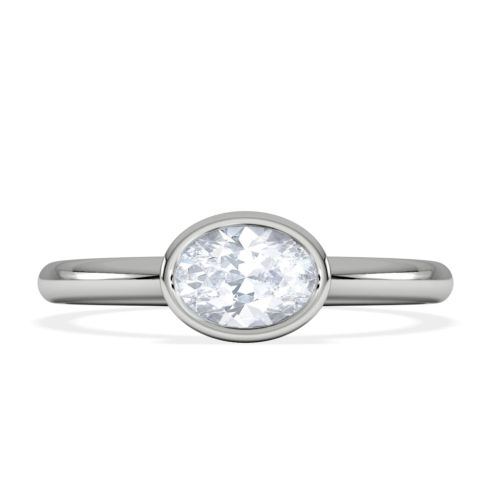 Horizon Oval Cut Lab Diamond Solitaire Ring 0.50ct H/SI in 9K White Gold