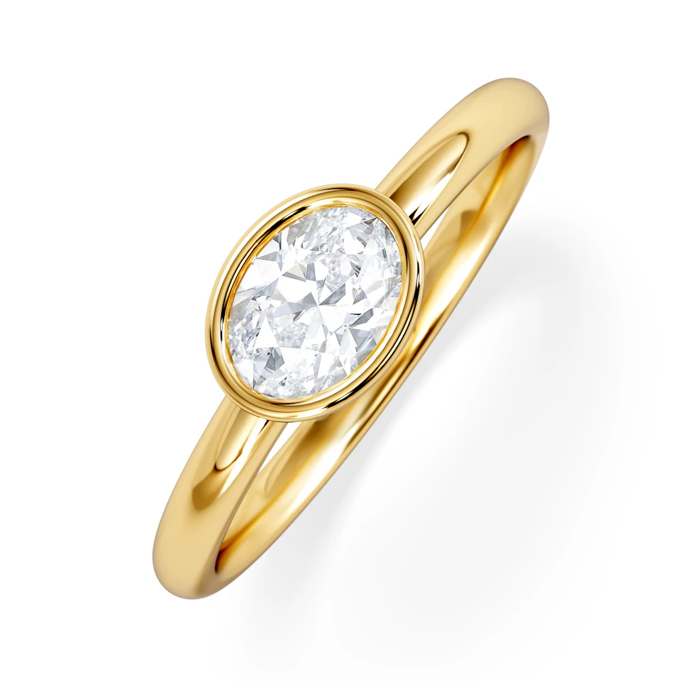 Horizon Oval Cut Lab Diamond Solitaire Ring 0.50ct H/SI in 9K Gold