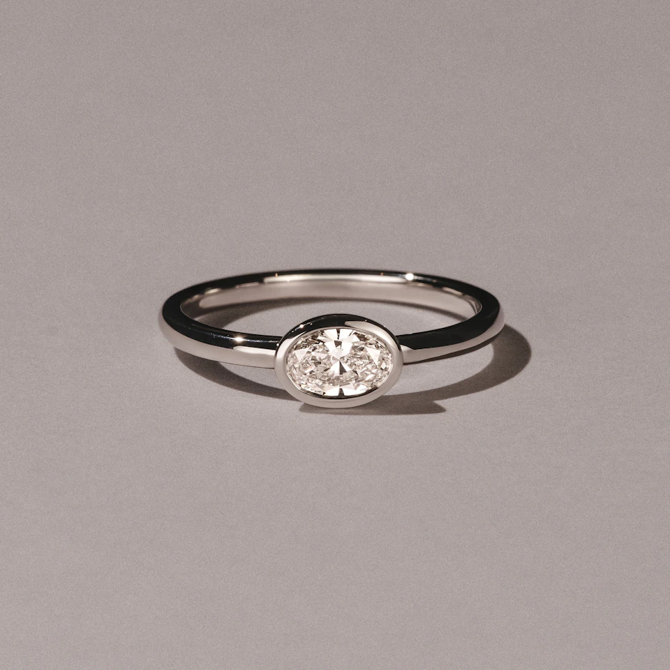 Horizon Oval Cut Lab Diamond Solitaire Ring 0.50ct H/SI in 9K White Gold