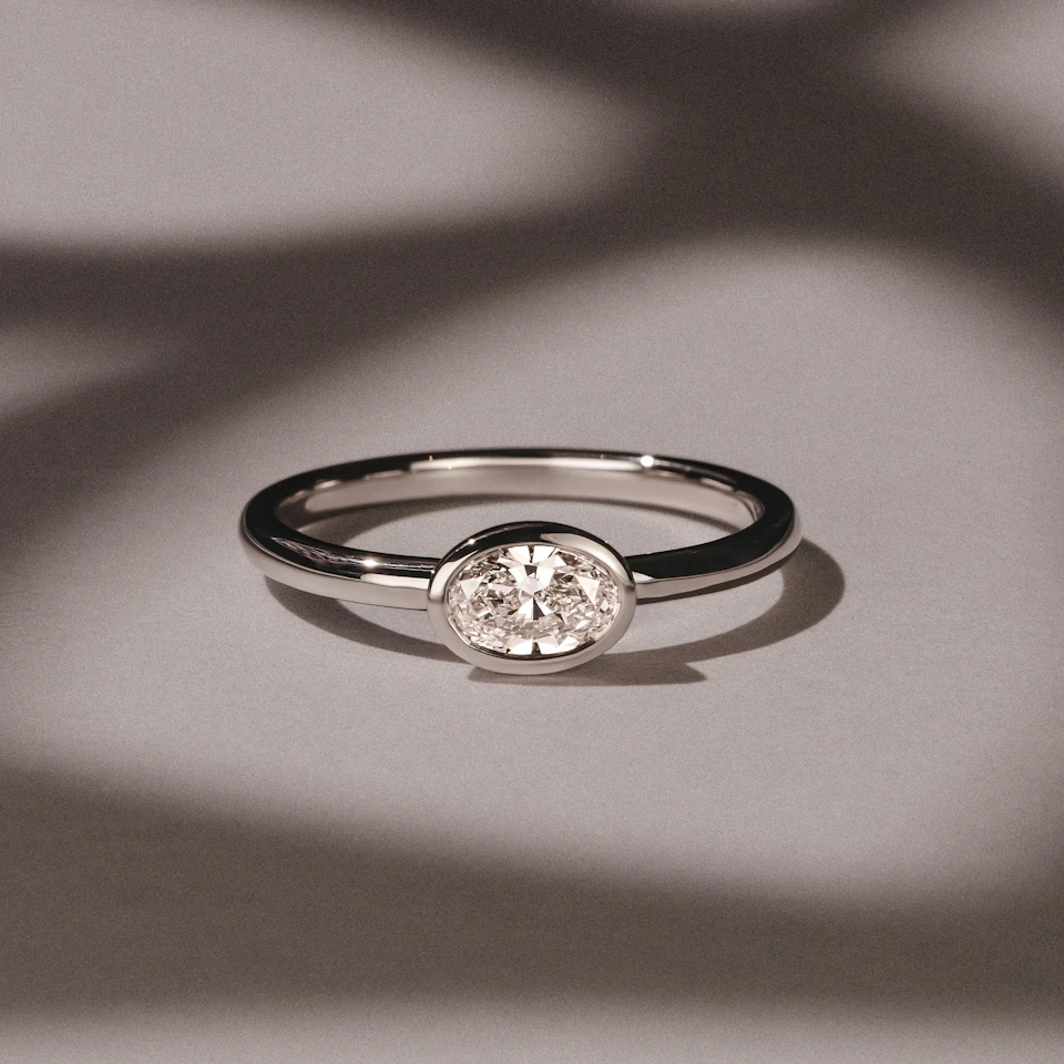 Horizon Oval Cut Lab Diamond Solitaire Ring 0.50ct H/SI in 9K White Gold