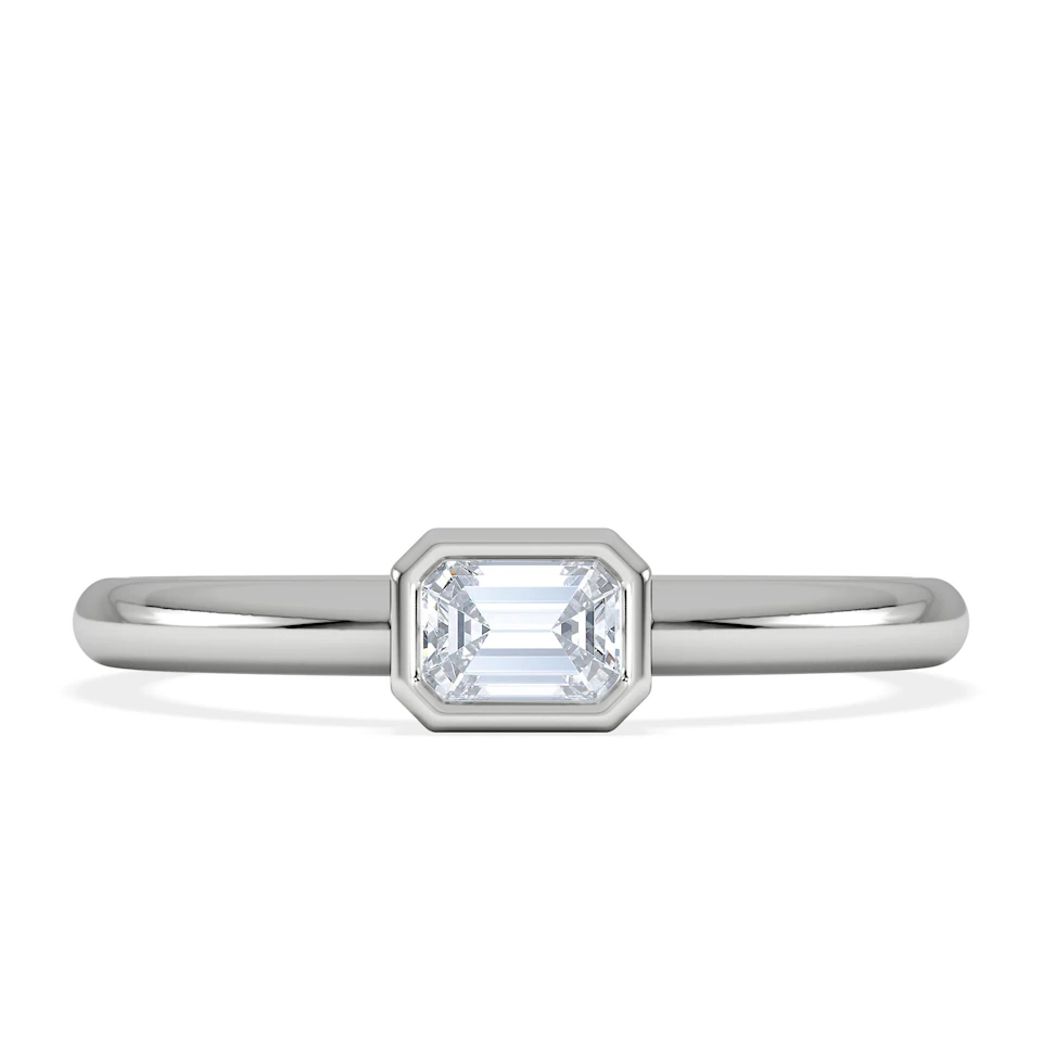 Horizon Emerald Cut Lab Diamond Solitaire Ring 0.25ct H/SI in 9K White Gold