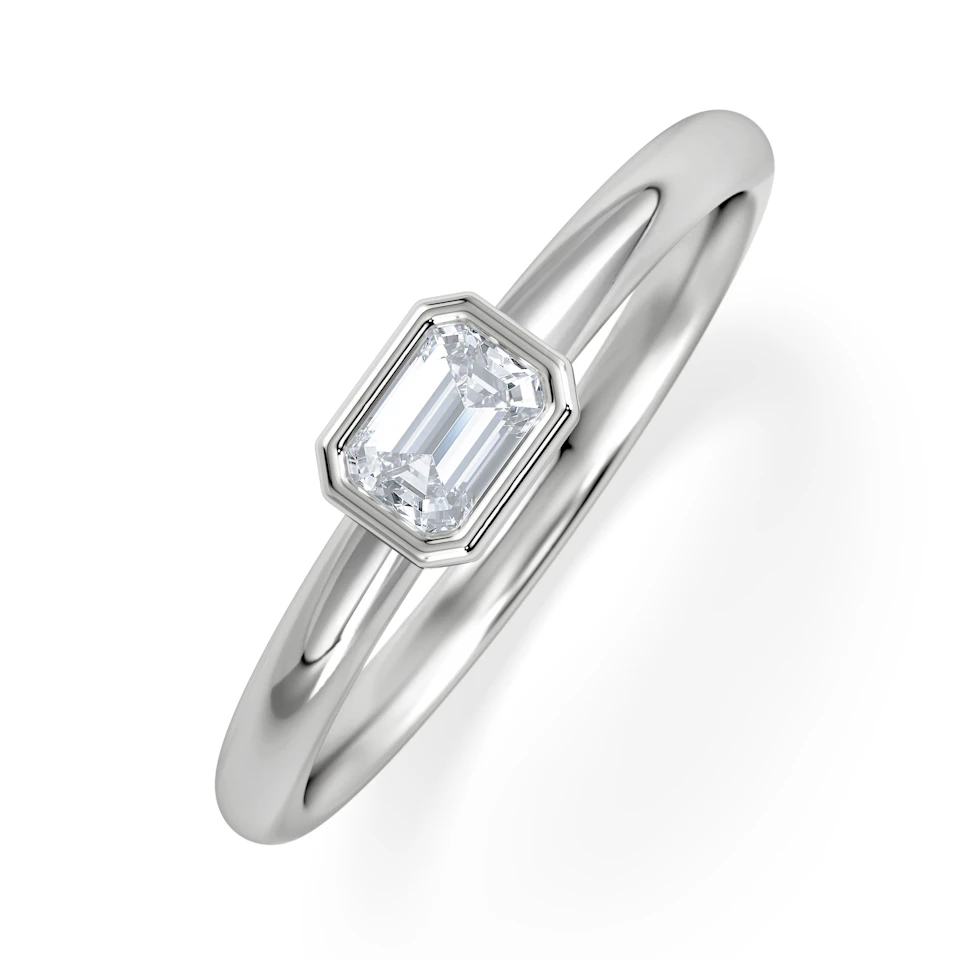Horizon Emerald Cut Lab Diamond Solitaire Ring 0.25ct H/SI in 9K White Gold