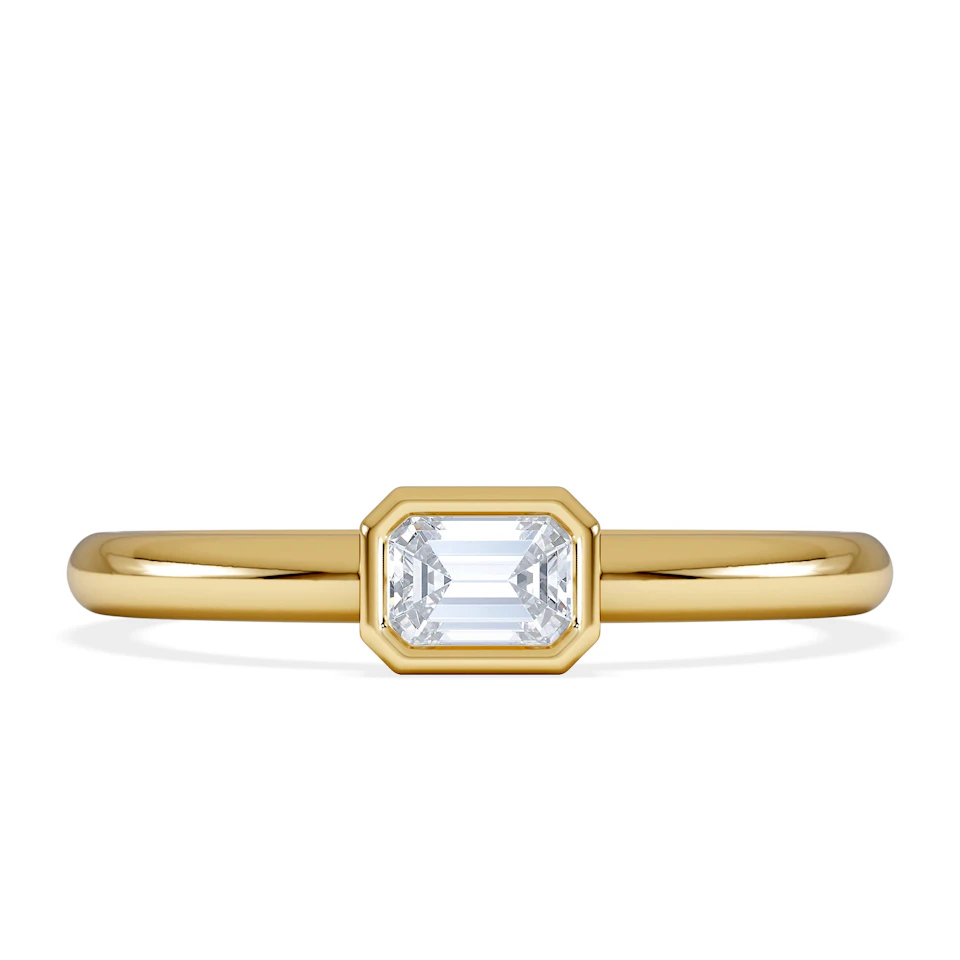 Horizon Emerald Cut Lab Diamond Solitaire Ring 0.25ct H/SI in 9K Gold