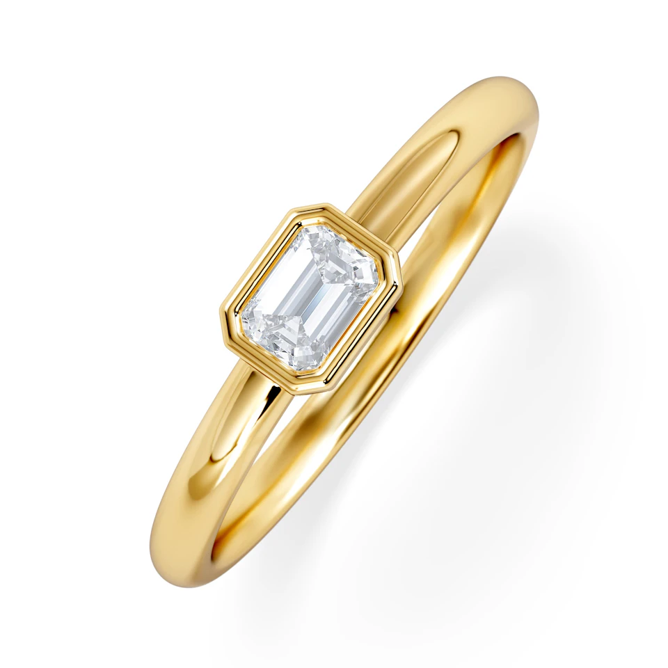 Horizon Emerald Cut Lab Diamond Solitaire Ring 0.25ct H/SI in 9K Gold