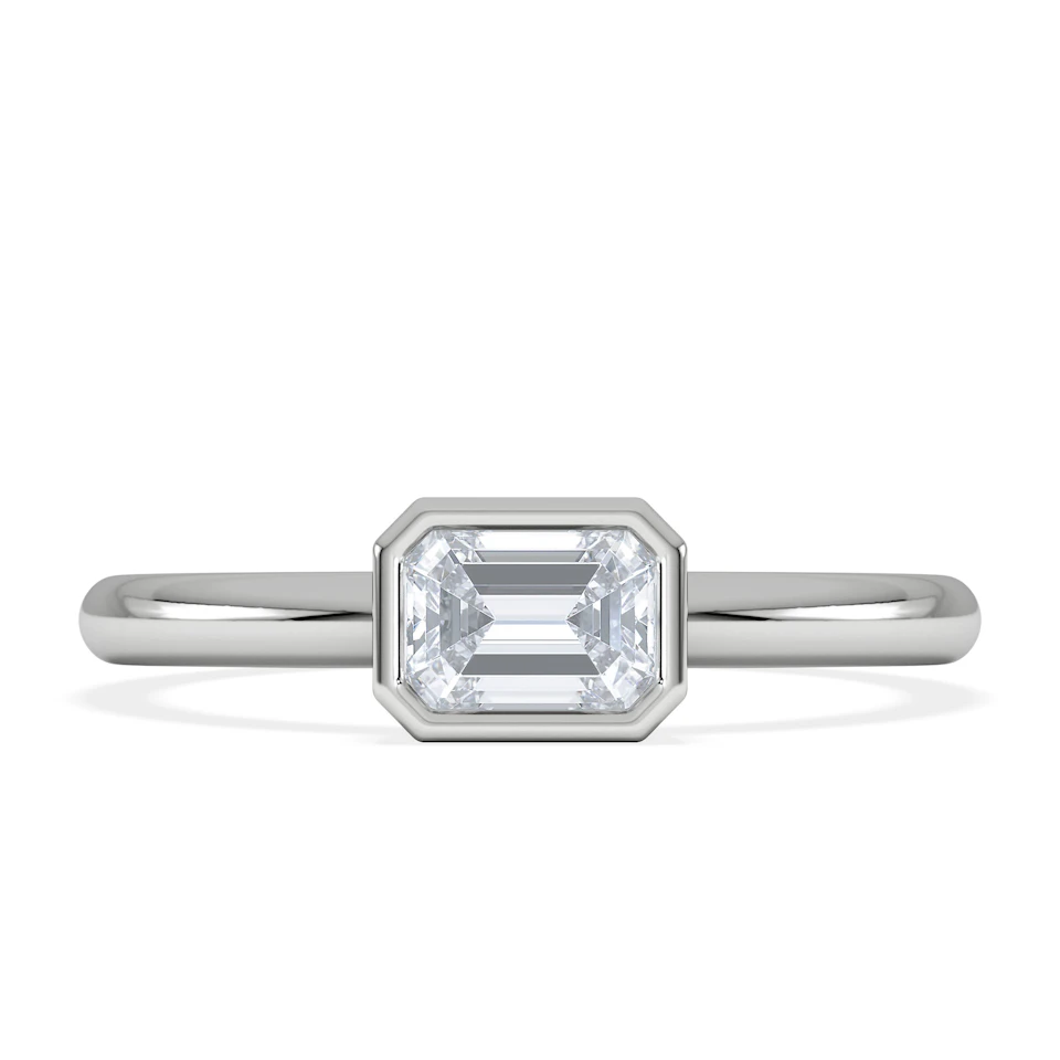 Horizon Emerald Cut Lab Diamond Solitaire Ring 0.50ct H/SI in 9K White Gold