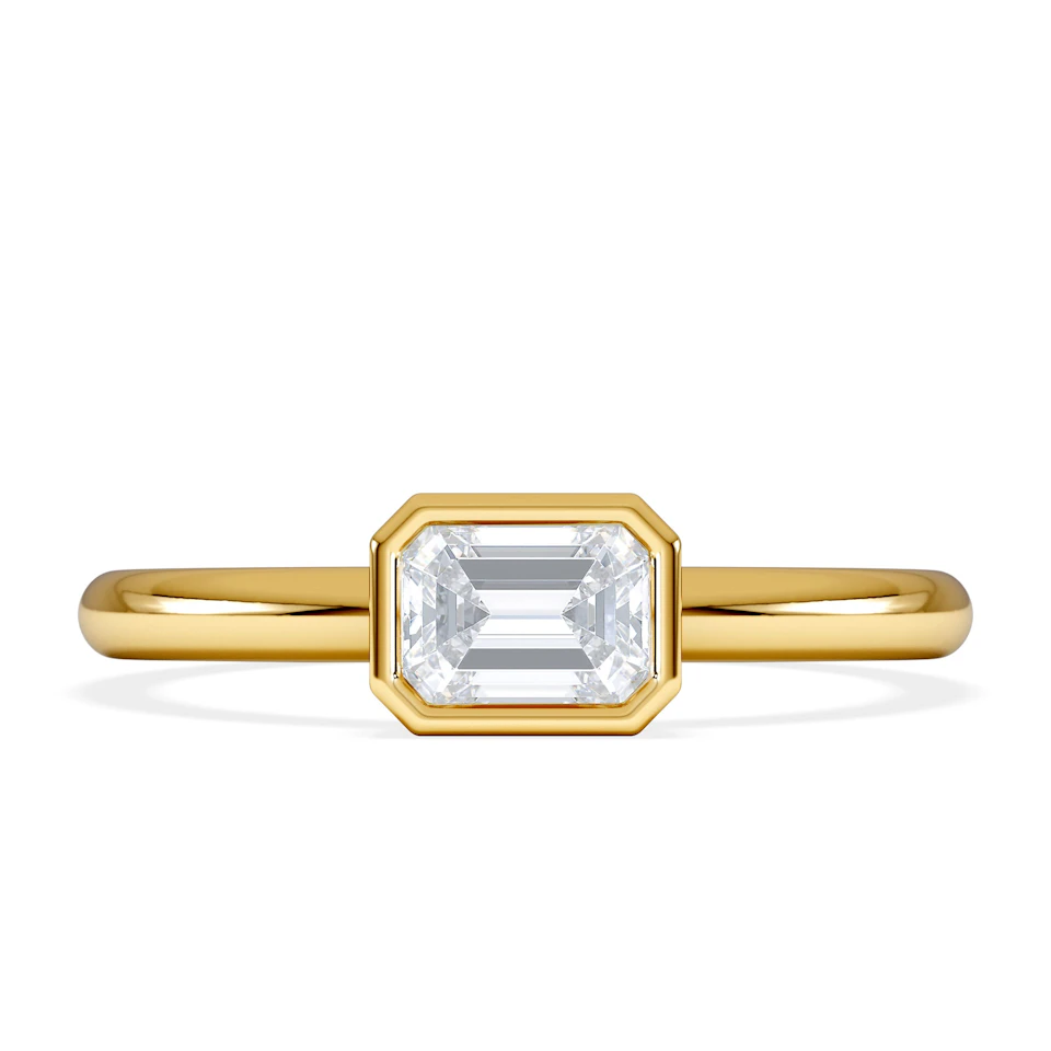 Horizon Emerald Cut Lab Diamond Solitaire Ring 0.50ct H/SI in 9K Gold