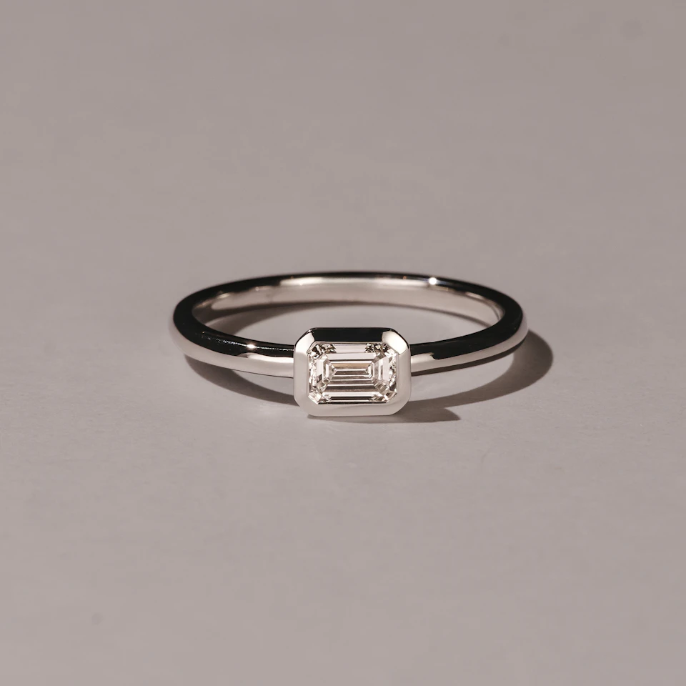 Horizon Emerald Cut Lab Diamond Solitaire Ring 0.50ct H/SI in 9K White Gold