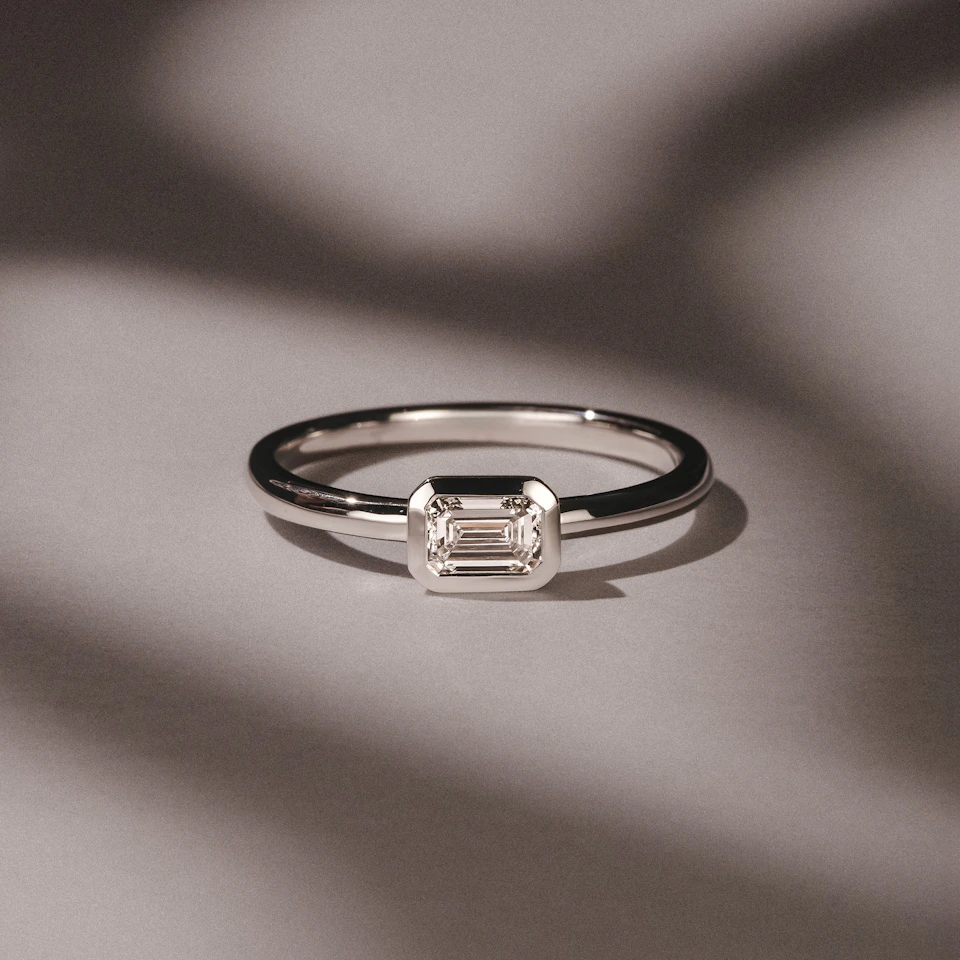 Horizon Emerald Cut Lab Diamond Solitaire Ring 0.50ct H/SI in 9K White Gold