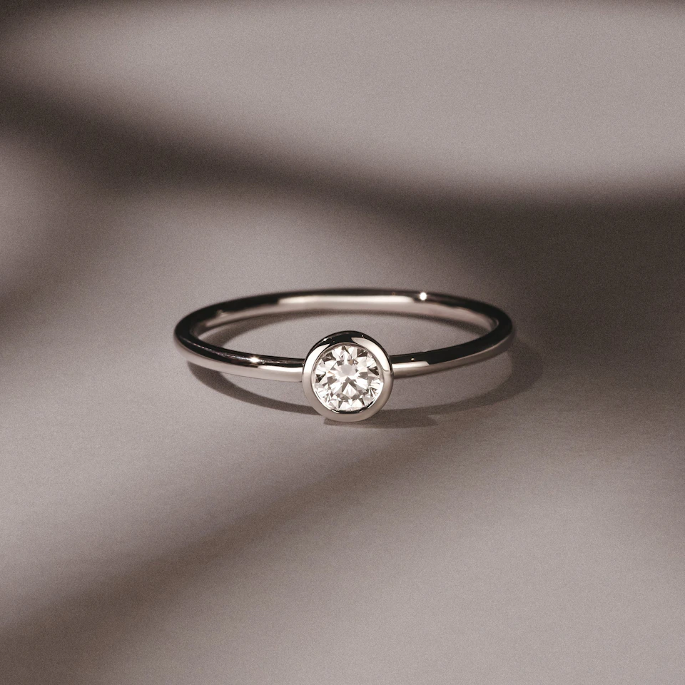 Horizon Round Cut Lab Diamond Solitaire Ring 0.25ct H/SI in 925 Silver
