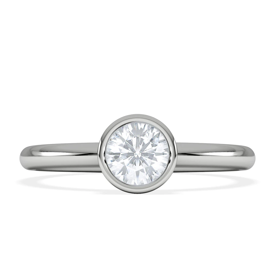 Horizon Round Cut Lab Diamond Solitaire Ring 0.50ct H/SI in 9K White Gold