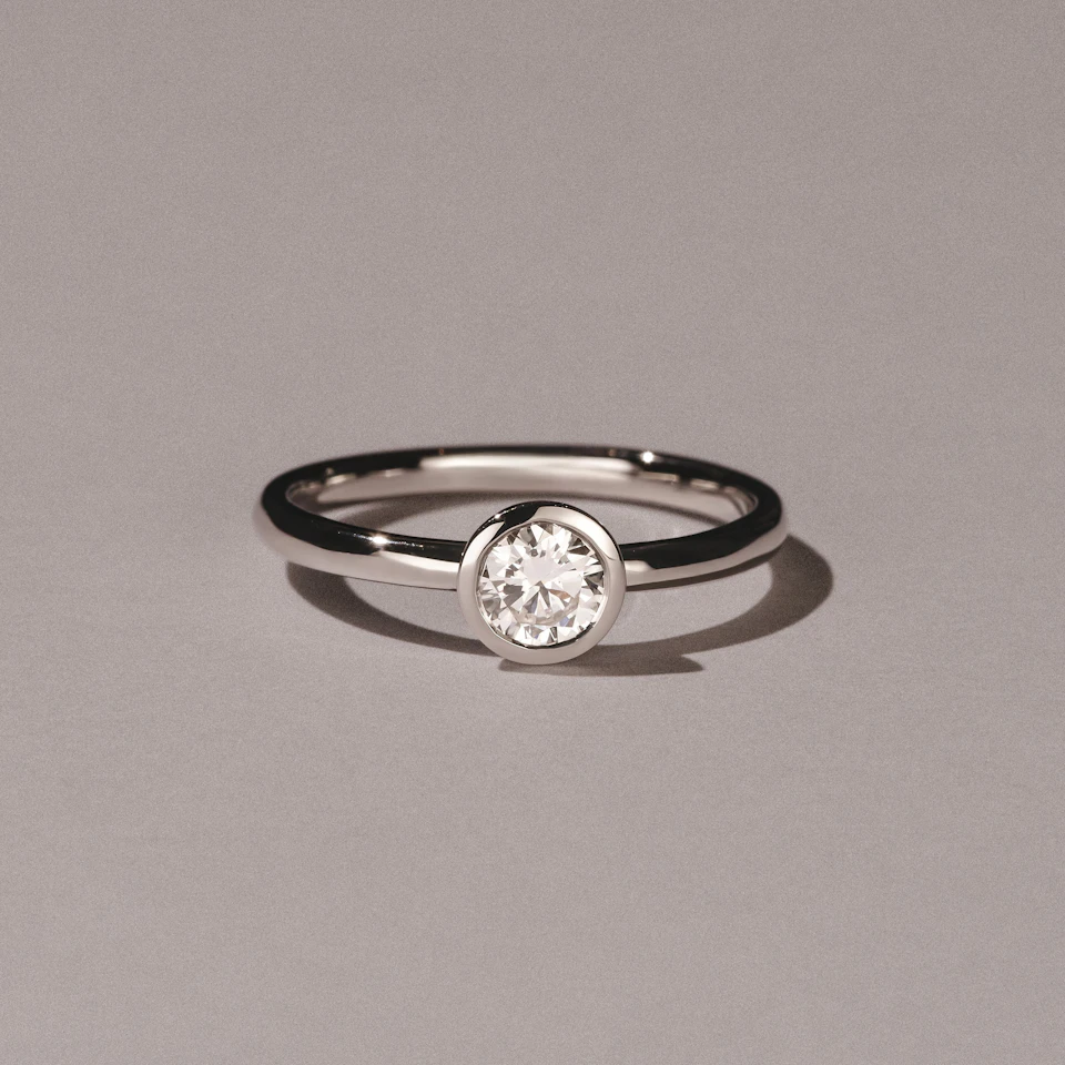 Horizon Round Cut Lab Diamond Solitaire Ring 0.50ct H/SI in 9K White Gold