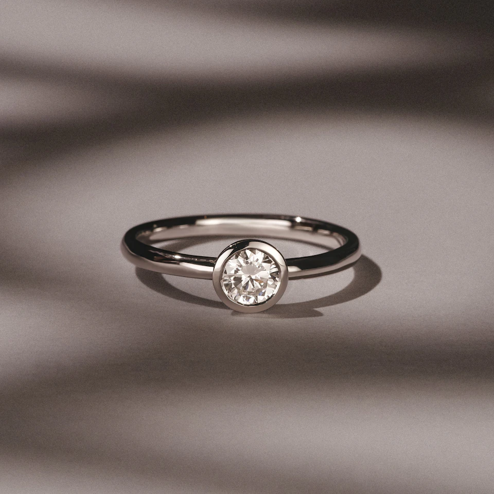 Horizon Round Cut Lab Diamond Solitaire Ring 0.50ct H/SI in 9K White Gold