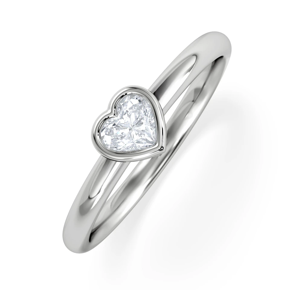 Horizon Heart Cut Lab Diamond Solitaire Ring 0.25ct H/SI in 925 Silver