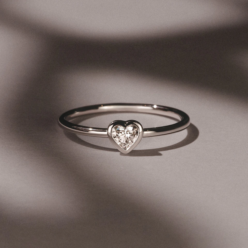 Horizon Heart Cut Lab Diamond Solitaire Ring 0.25ct H/SI in 925 Silver