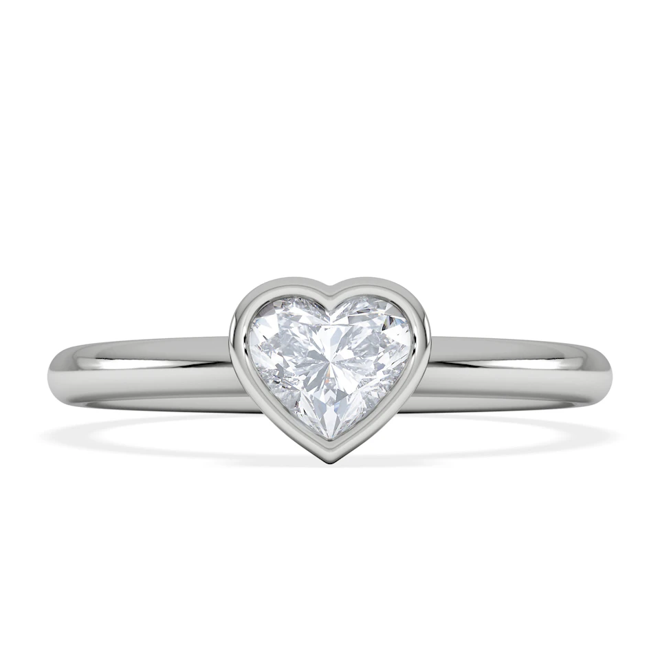Horizon Heart Cut Lab Diamond Solitaire Ring 0.50ct H/SI in 9K White Gold