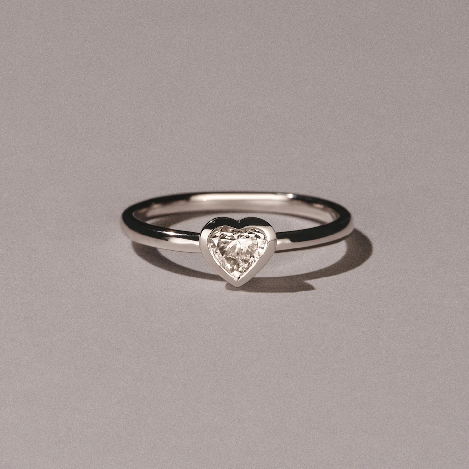 Horizon Heart Cut Lab Diamond Solitaire Ring 0.50ct H/SI in 9K White Gold