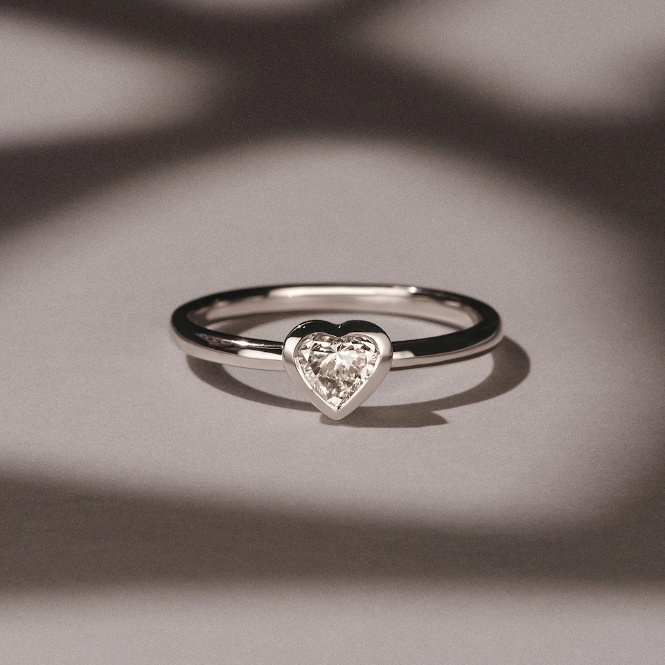 Horizon Heart Cut Lab Diamond Solitaire Ring 0.50ct H/SI in 9K White Gold