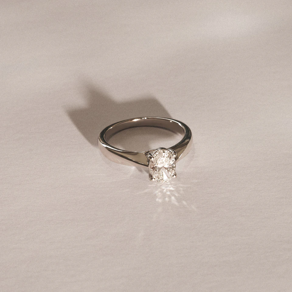 Naomi Oval Cut Lab Diamond Engagement Ring 1.00ct H/SI in 9k White Gold