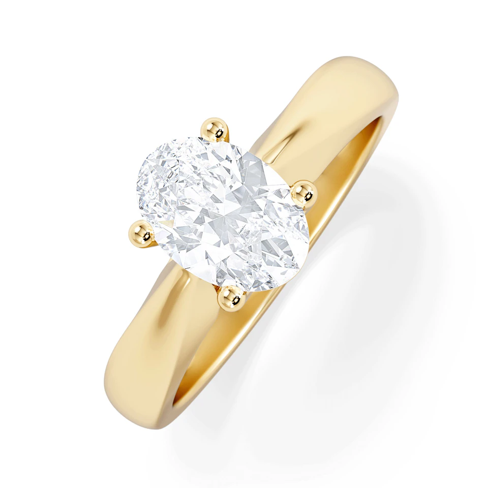 Naomi Oval Cut Lab Diamond Engagement Ring 1.00ct H/SI in 9k Gold