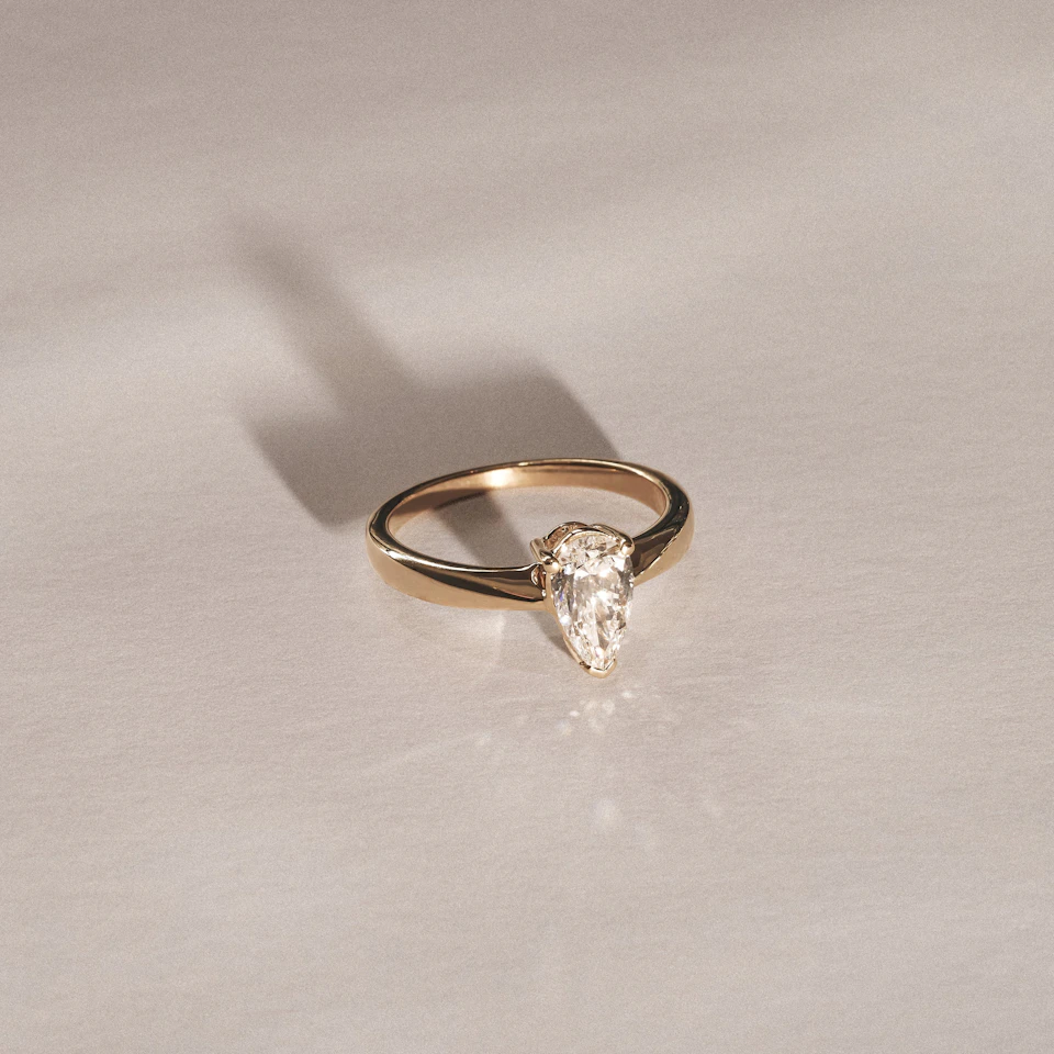 Naomi Pear Cut Lab Diamond Engagement Ring 1.00ct H/SI in 9k Gold