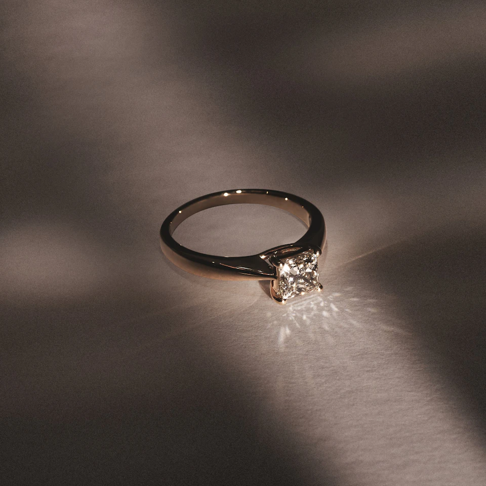 Naomi Princess Cut Lab Diamond Engagement Ring 1.00ct H/SI in 9k Gold
