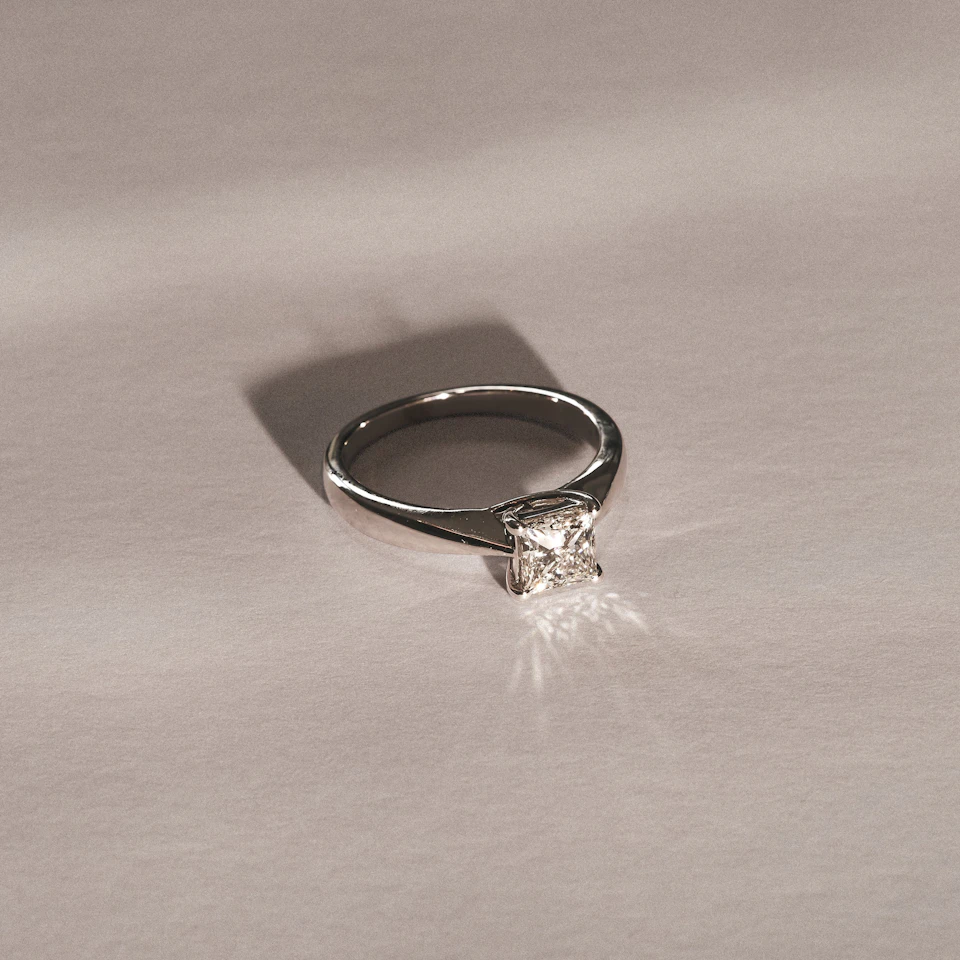 Naomi Princess Cut Lab Diamond Engagement Ring 1.00ct H/SI in 9k White Gold