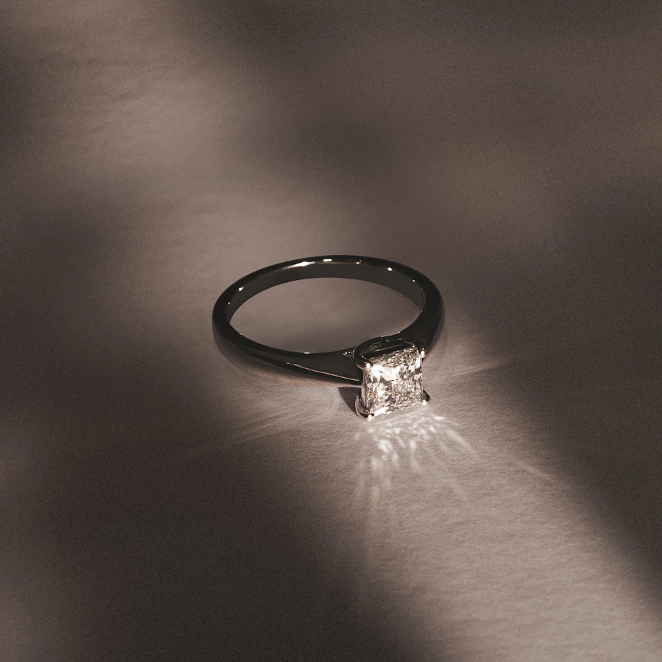 Naomi Princess Cut Lab Diamond Engagement Ring 1.00ct H/SI in 9k White Gold