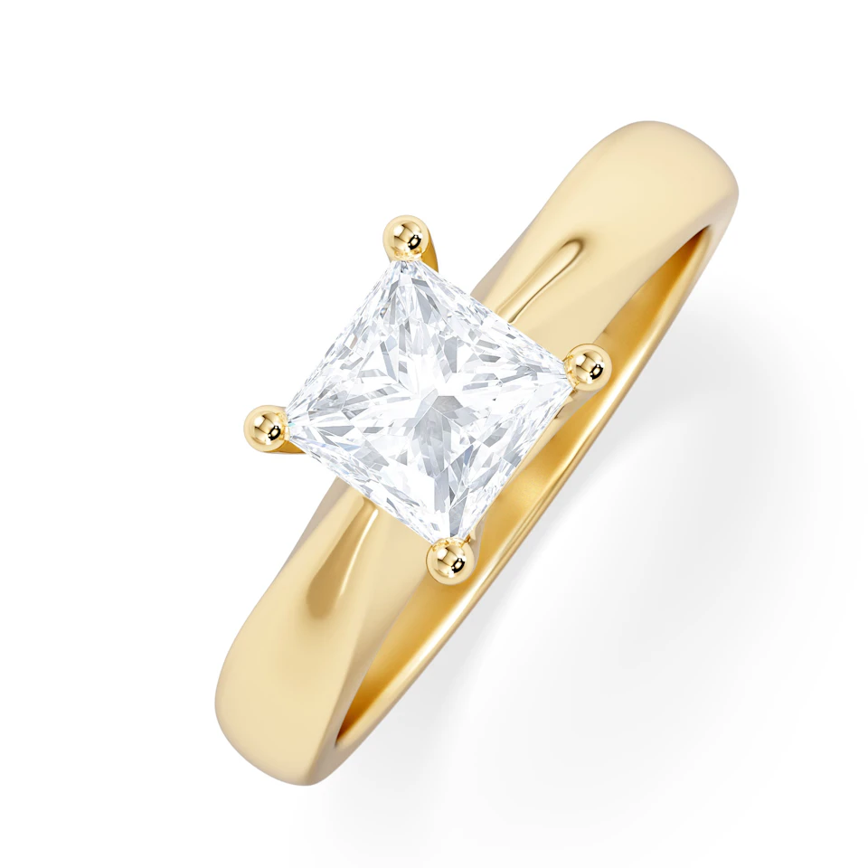 Naomi Princess Cut Lab Diamond Engagement Ring 1.00ct H/SI in 9k Gold