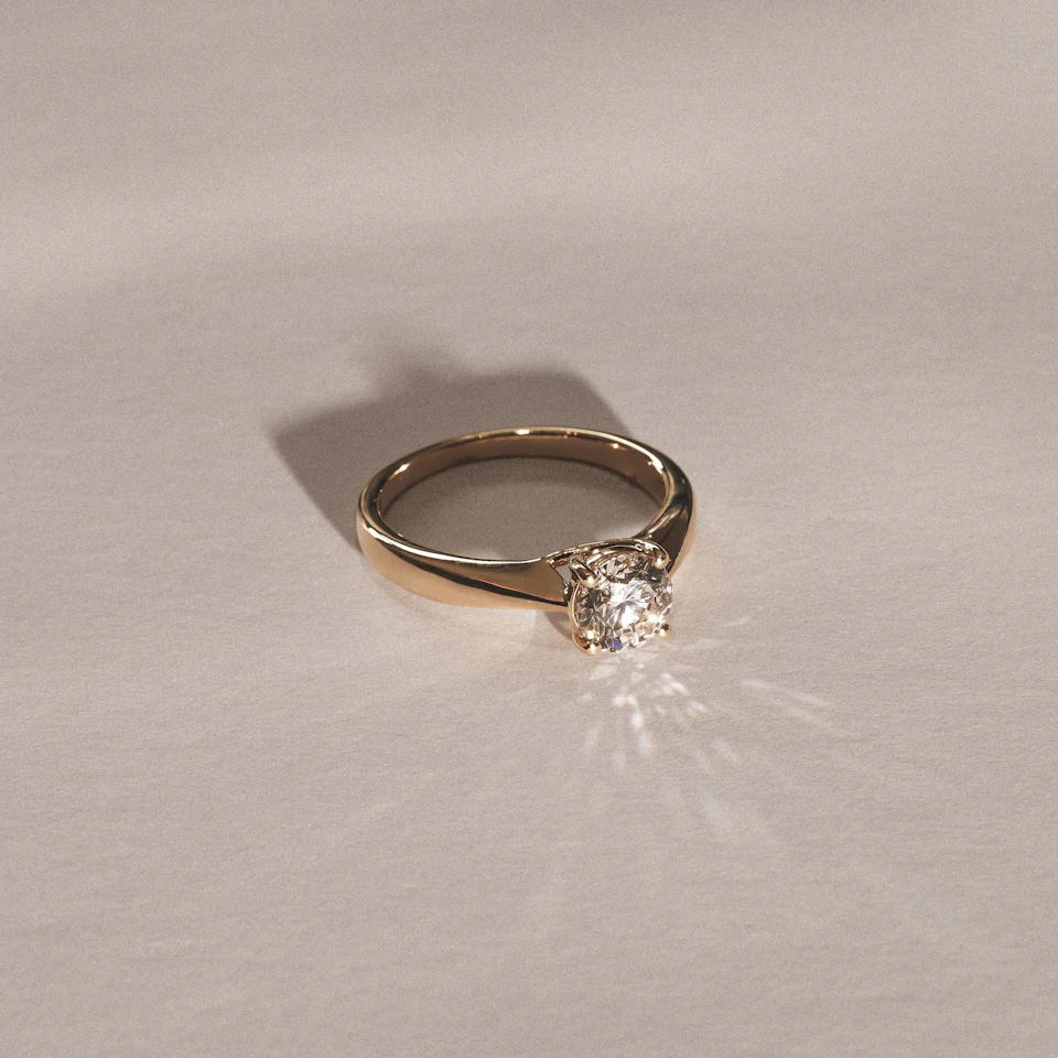 Naomi Round Cut Lab Diamond Engagement Ring 1.00ct H/SI in 9k Gold