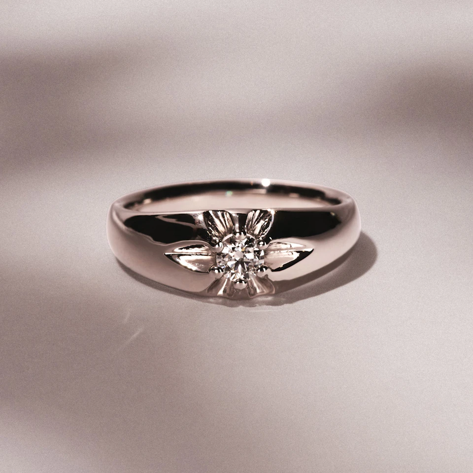 Men's Lab Diamond Signet Ring 0.25ct Round Cut in 925 Silver