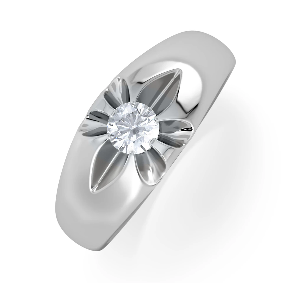 Men's Lab Diamond Signet Ring 0.25ct Round Cut in 925 Silver