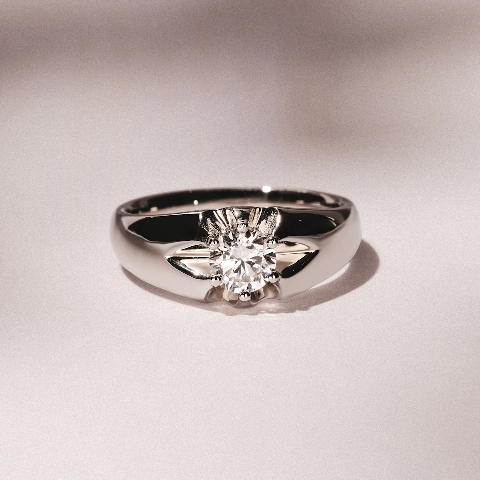Men's Lab Diamond Signet Ring 0.50ct Round Cut in 925 Silver